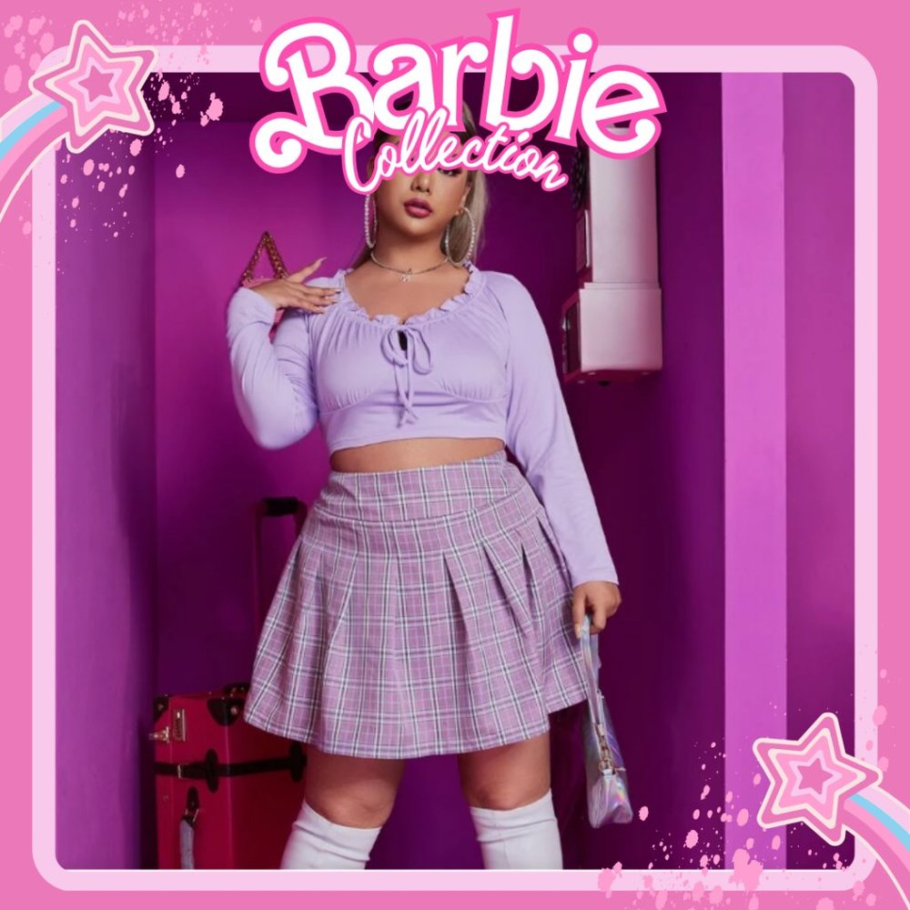 ✅ BARBIE COLLECTION: Plus High Waist Tartan Fold Pleated Skirt *NWOT